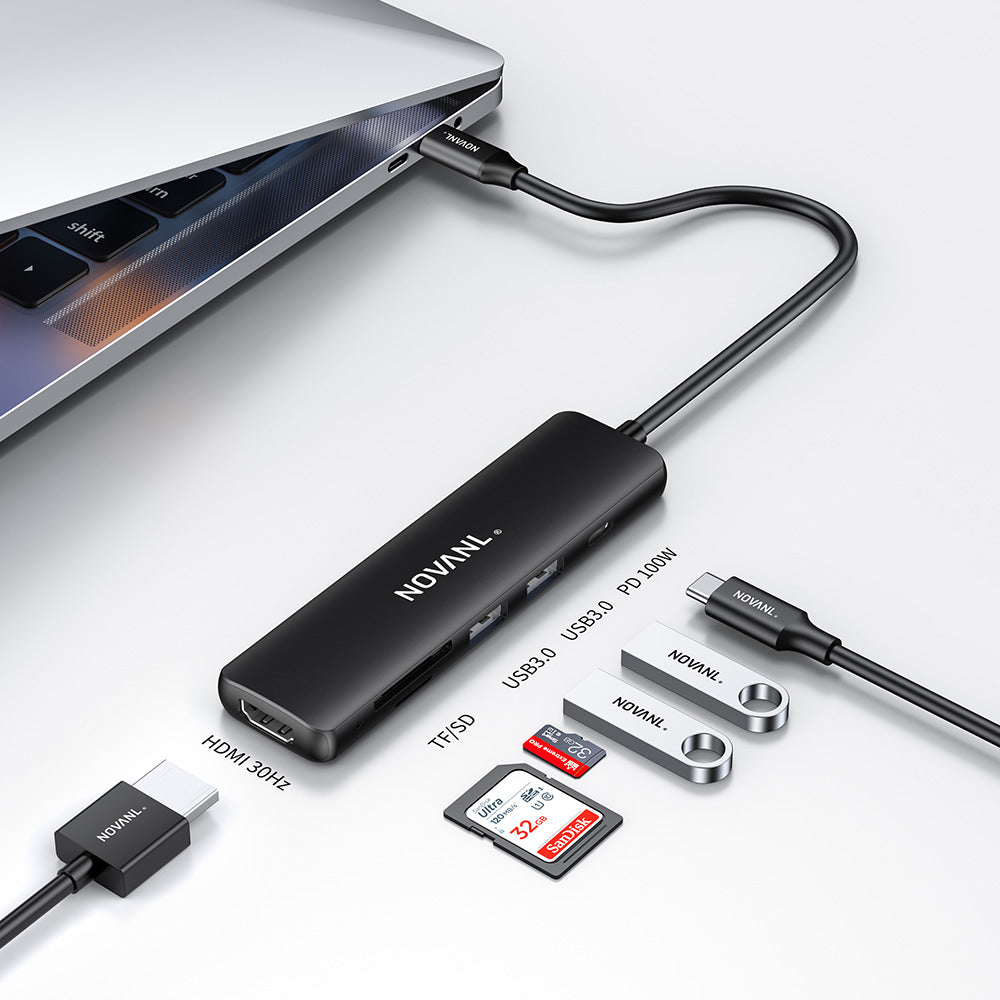NOVANL Multifunctionele 6-in-1 HDMI Hub met USB-C