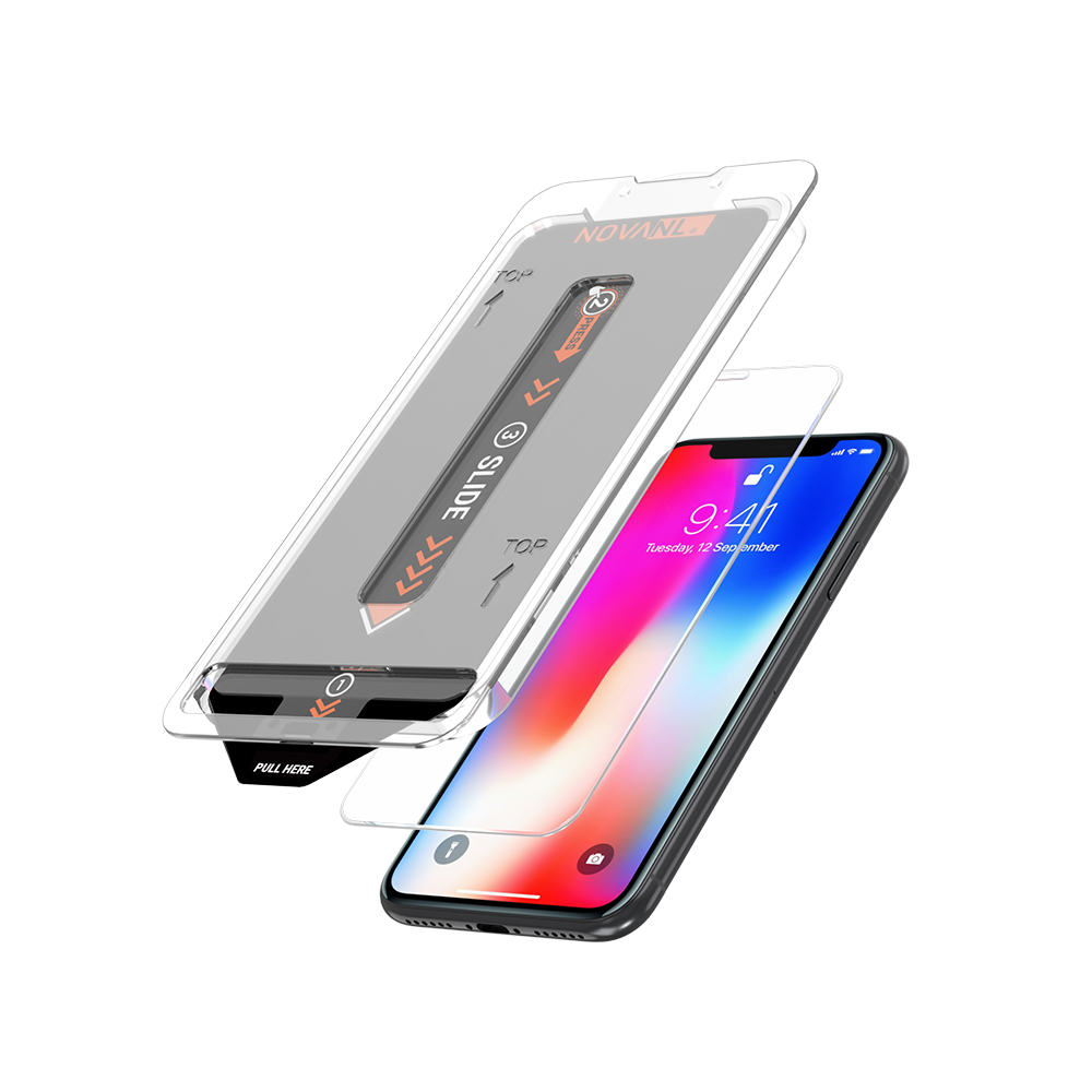 NOVANL 3-Pack Screen Protectors voor iPhone X/XS met Installatiekit