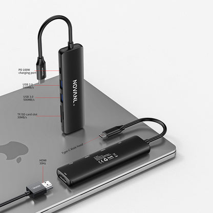 NOVANL Multifunctionele 6-in-1 HDMI Hub met USB-C