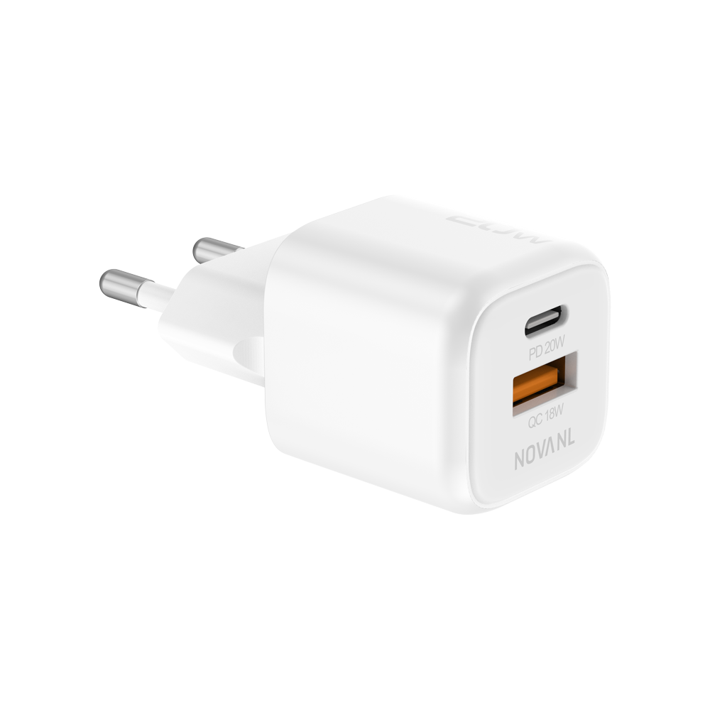 NOVANL GaNCharge 20W USB-A & USB-C (dubbele poort) Adapter