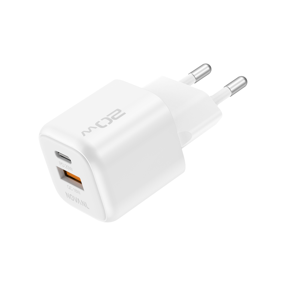 NOVANL GaNCharge 20W USB-A & USB-C (dubbele poort) Adapter