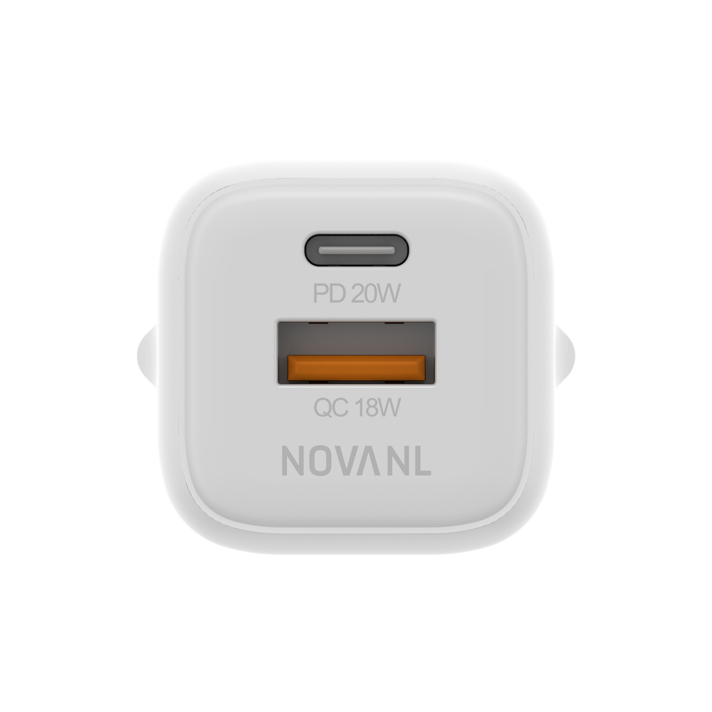 NOVANL GaNCharge 20W USB-A & USB-C (dubbele poort) Adapter