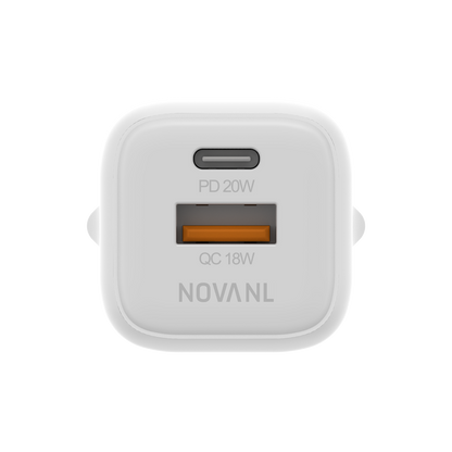 NOVANL GaNCharge 20W USB-A & USB-C (dubbele poort) Adapter